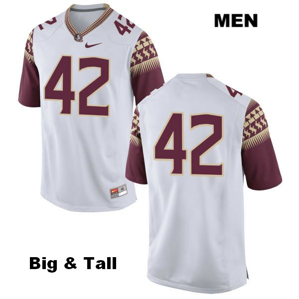 Men's NCAA Nike Florida State Seminoles #42 Garrett Murray College Big & Tall No Name White Stitched Authentic Football Jersey SOF7369RX
